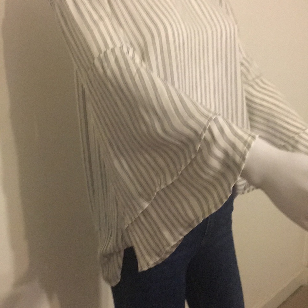 LOFT Striped Cold-Shoulder Blouse - Picture 2 of 9